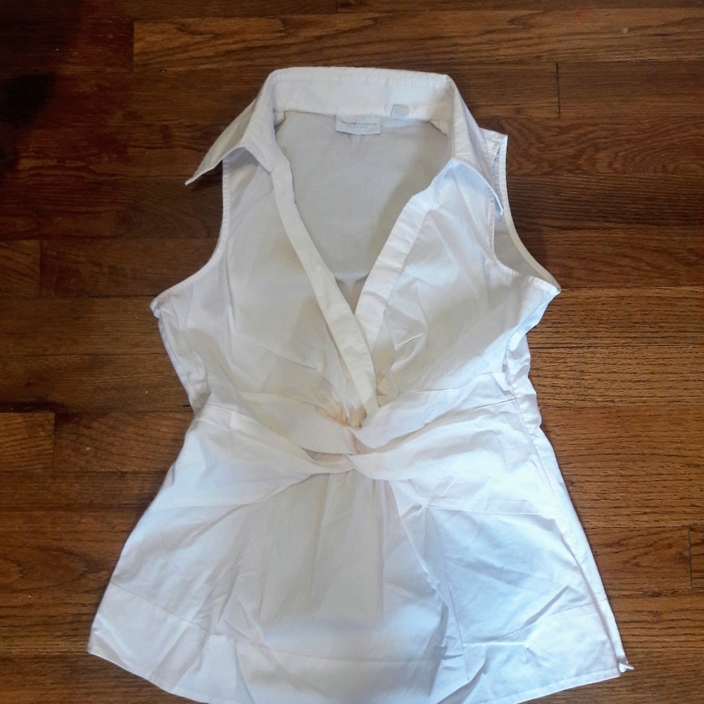 WHITE SHIRT SLEEVELESS DRESS POLO COLLAR